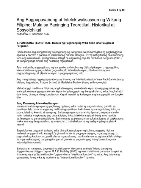 pagpapayabong|(PDF) FILIPINO NA FILIPINO: Intelektwalisasyon ng wikang.